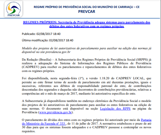 REGIMES PRÓPRIOS: Secretaria de Previdência adequa sistemas para parcelamento dos débitos dos entes federativos com os regimes próprios