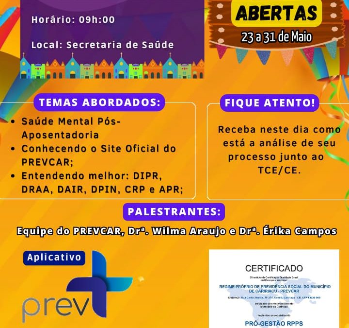 Programa de Pós-aposentadoria – Inscrições Abertas.